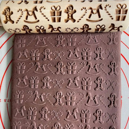 Rolo Massa Biscoito Decorado | Pino Artesanal de Madeira 5 Designs