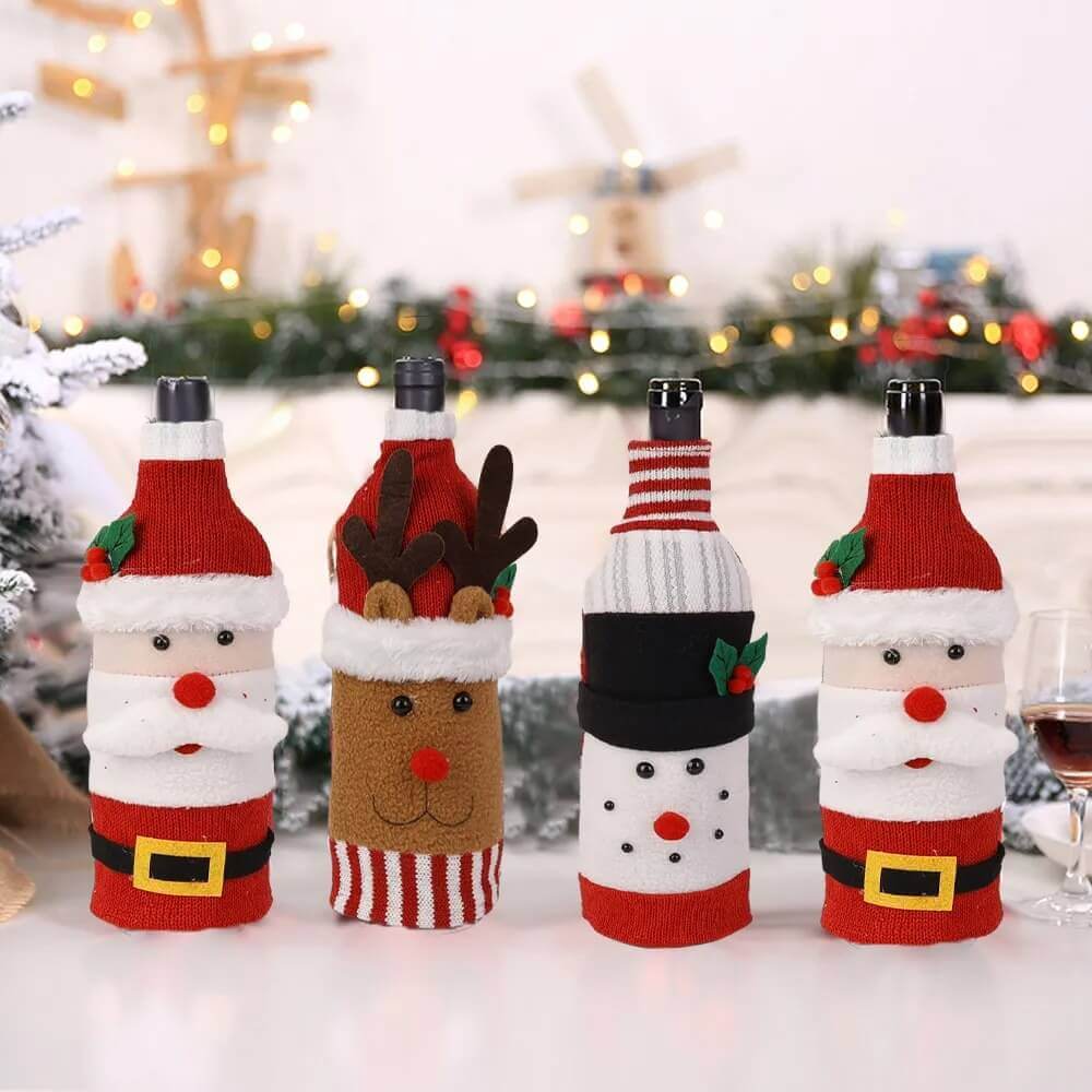 Capa Vinho e Champagne Enfeites de Natal a Mesa