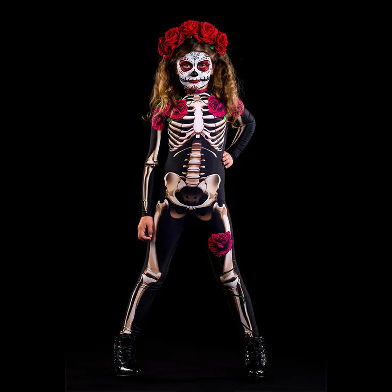 Fantasia Infantil Feminina Esqueleto Halloween