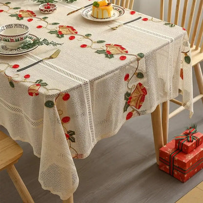 Toalha de Mesa Natalina Decoração de Natal Bordada