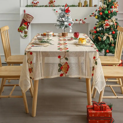 Toalha de Mesa Natalina Decoração de Natal Bordada