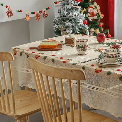 Toalha de Mesa Natalina Decoração de Natal Bordada