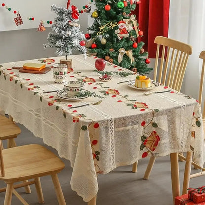 Toalha de Mesa Natalina Decoração de Natal Bordada