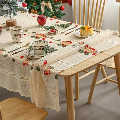 Toalha de Mesa Natalina Decoração de Natal Bordada