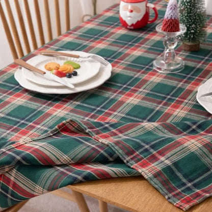 Toalha de Mesa Natalina Xadrez Feliz Natal Casa