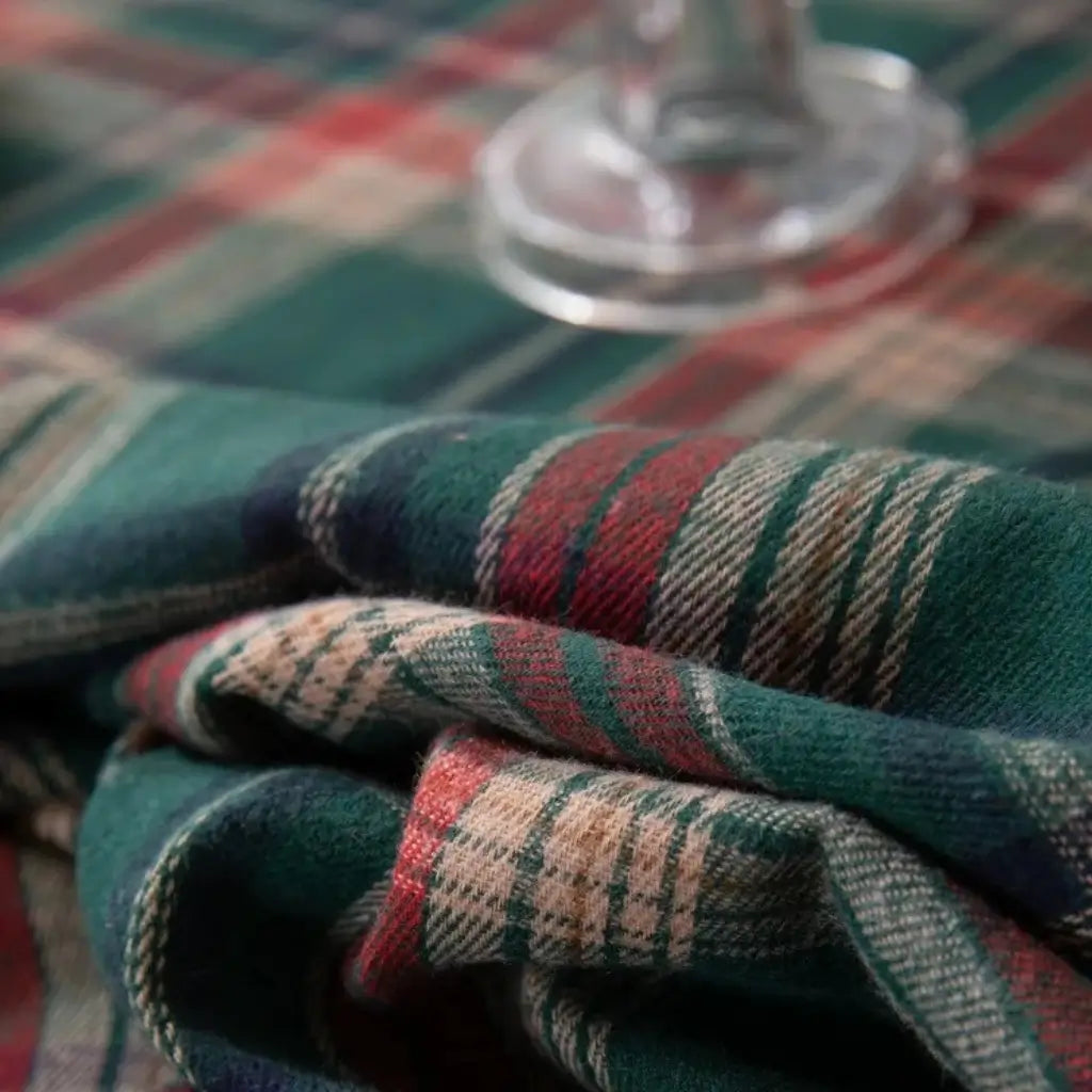Toalha de Mesa Natalina Xadrez Feliz Natal Casa