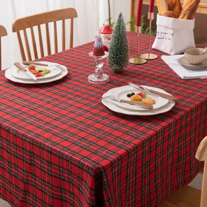 Toalha de Mesa Natalina Xadrez Feliz Natal Casa