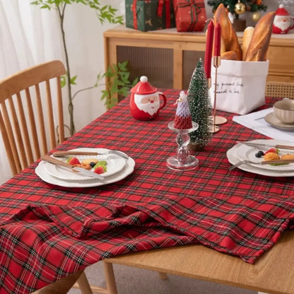 Toalha de Mesa Natalina Xadrez Feliz Natal Casa