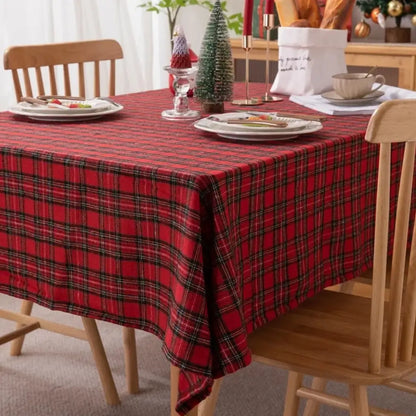 Toalha de Mesa Natalina Xadrez Feliz Natal Casa