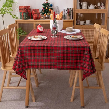 Toalha de Mesa Natalina Xadrez Feliz Natal Casa