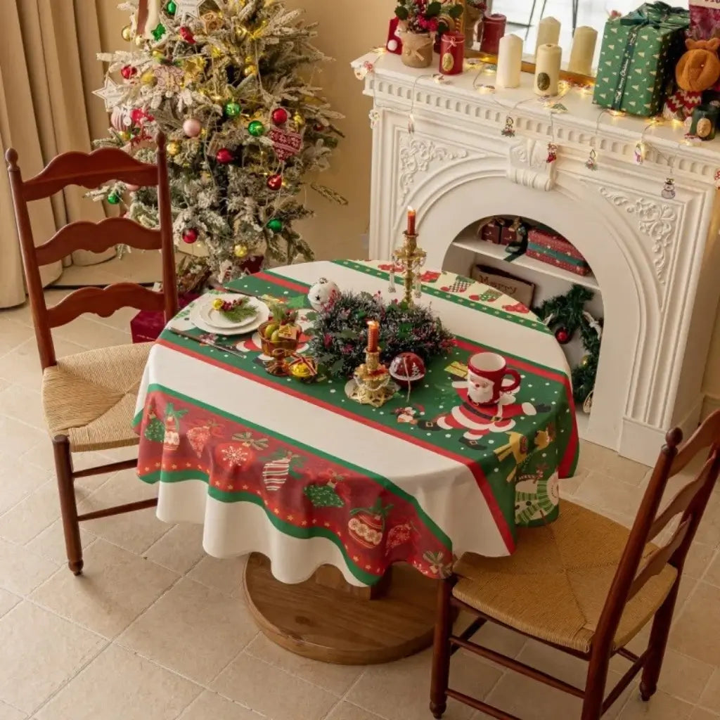 Toalha de Mesa de Natal Redonda Boas Festas