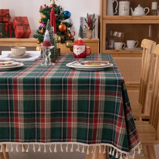 Toalha de Mesa de Natal Xadrez Mesa Posta de Natal