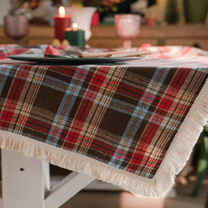Toalha de Mesa de Natal Xadrez Mesa Posta de Natal