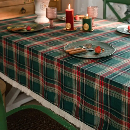 Toalha de Mesa de Natal Xadrez Mesa Posta de Natal