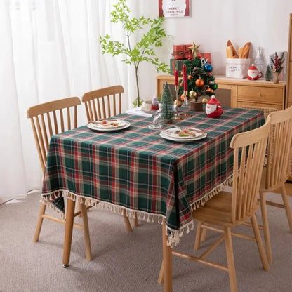 Toalha de Mesa de Natal Xadrez Mesa Posta de Natal