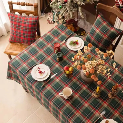 Toalha de Mesa de Natal Xadrez Tradicional Decoração Natalina