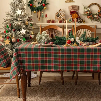 Toalha de Mesa de Natal Xadrez Tradicional Decoração Natalina