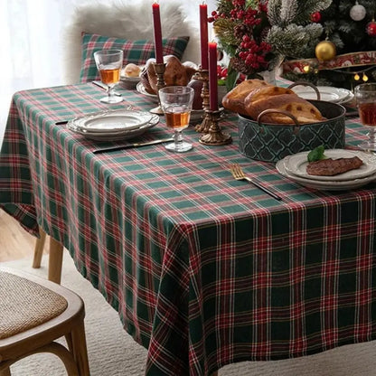 Toalha de Mesa de Natal Xadrez Tradicional Decoração Natalina