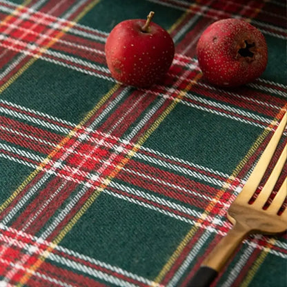 Toalha de Mesa de Natal Xadrez Tradicional Decoração Natalina