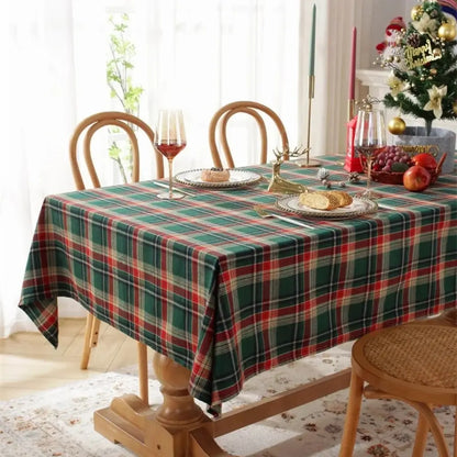 Toalha de Mesa de Natal Xadrez Decoração Merry Christmas
