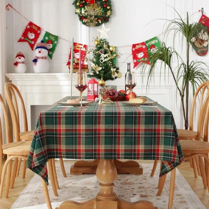 Toalha de Mesa de Natal Xadrez Decoração Merry Christmas