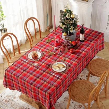 Toalha de Mesa de Natal Xadrez Decoração Merry Christmas