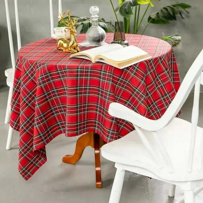 Toalha de Mesa Natal Xadrez Decoração Natalina Vermelha