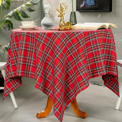 Toalha de Mesa de Natal Xadrez Tradicional Decoração Natalina