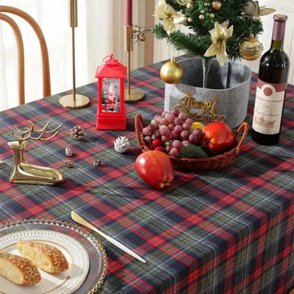 Toalha de Mesa de Natal Xadrez Decoração Merry Christmas