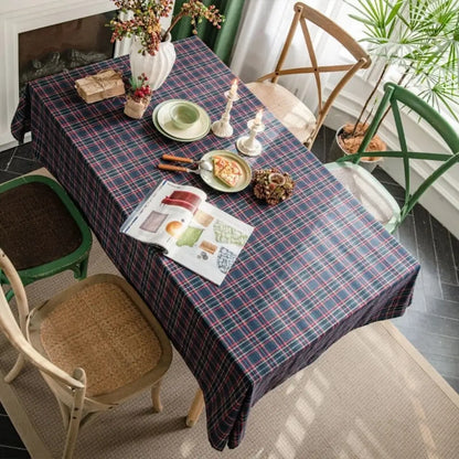 Toalha de Mesa de Natal Xadrez Tradicional Decoração Natalina