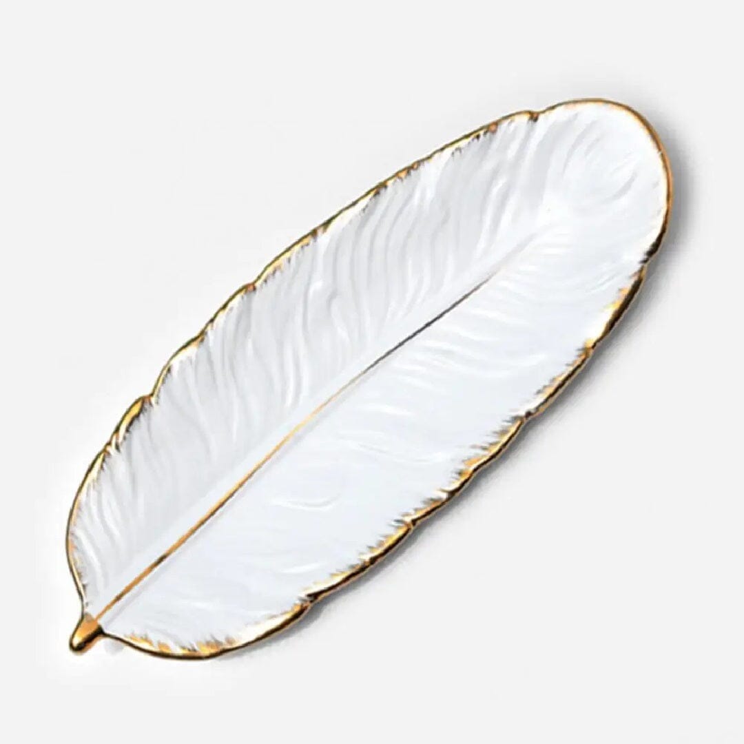 Aparador Prato de Porcelana Requintado Mercy para Cozinha YuDome Branco 10x26 