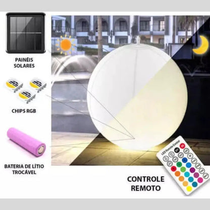 Bola Led Solar Iluminação Flutuante Impermeável Decoração Jardim