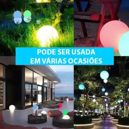 Bola Led Solar Iluminação Flutuante Impermeável Decoração Jardim