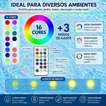 Bola Led Solar Iluminação Flutuante Impermeável Decoração Jardim