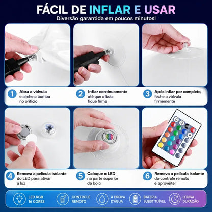 Bola Led Solar Iluminação Flutuante Impermeável Decoração Jardim