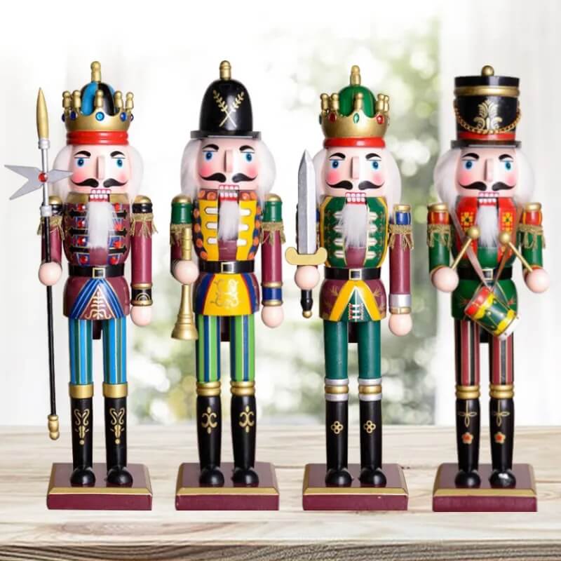 Bonecos Quebra-Nozes Soldados de Madeira Decoração de Natal