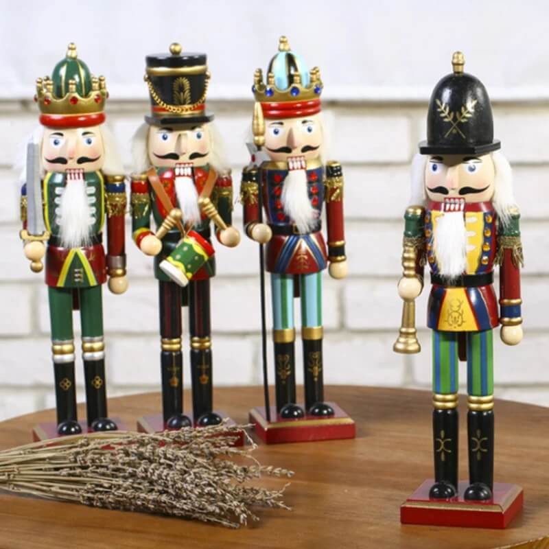 Bonecos Quebra-Nozes Soldados de Madeira Decoração de Natal