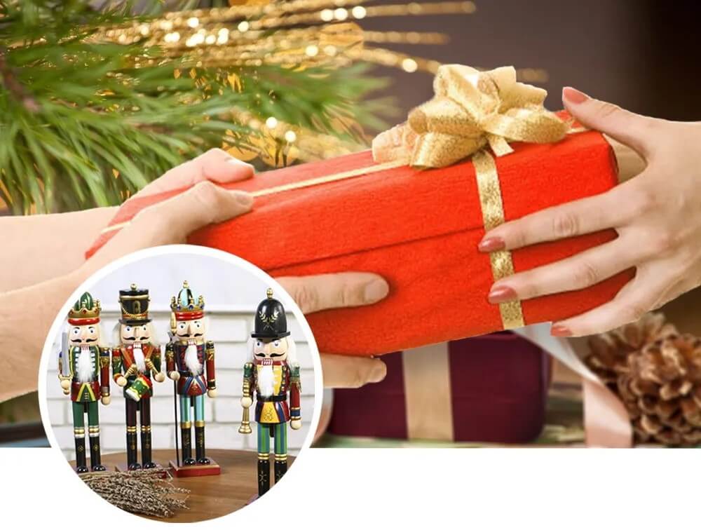 Bonecos Quebra-Nozes Soldados de Madeira Decoração de Natal