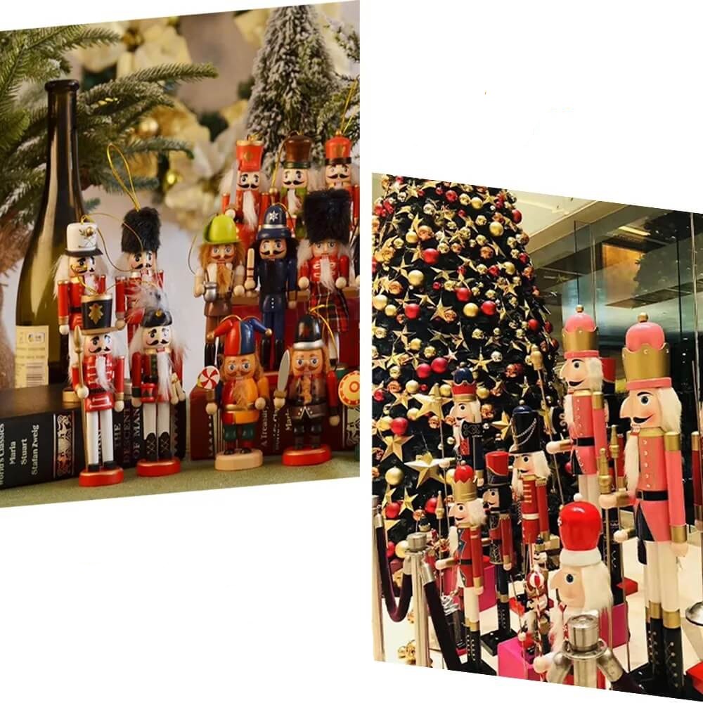 Bonecos Quebra-Nozes Soldados de Madeira Decoração de Natal