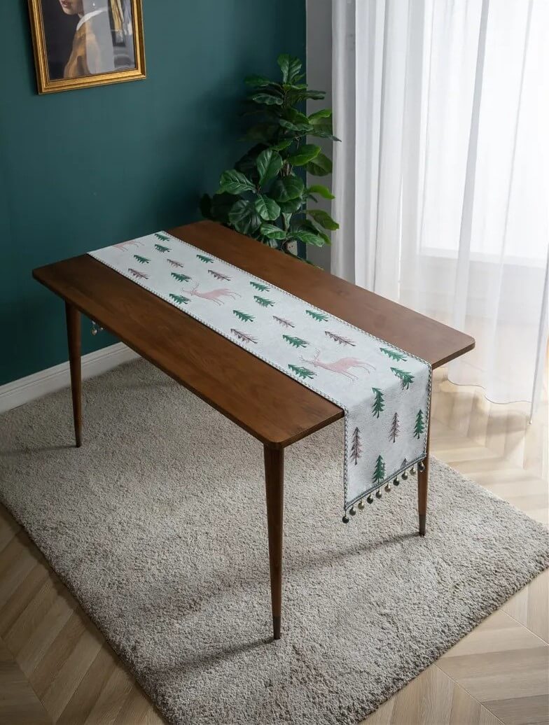 Caminho de Mesa Natal com Borla Trilho de Mesa Merry Christmas