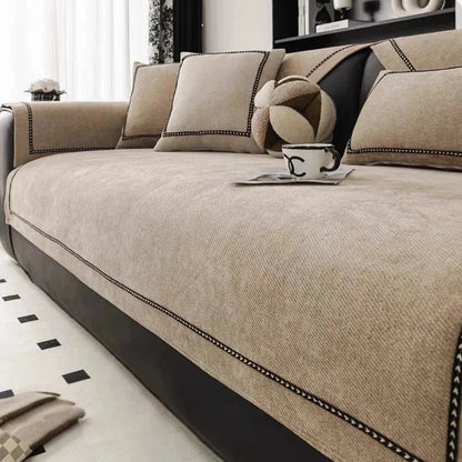 Capa de Sofá Chenille Antiderrapante Pet Friendly para Sala Lenogue Capa de Sofá Chenille Antiderrapante Pet Friendly para Sala Lenogue Conceito Caqui 70 x 70 cm 