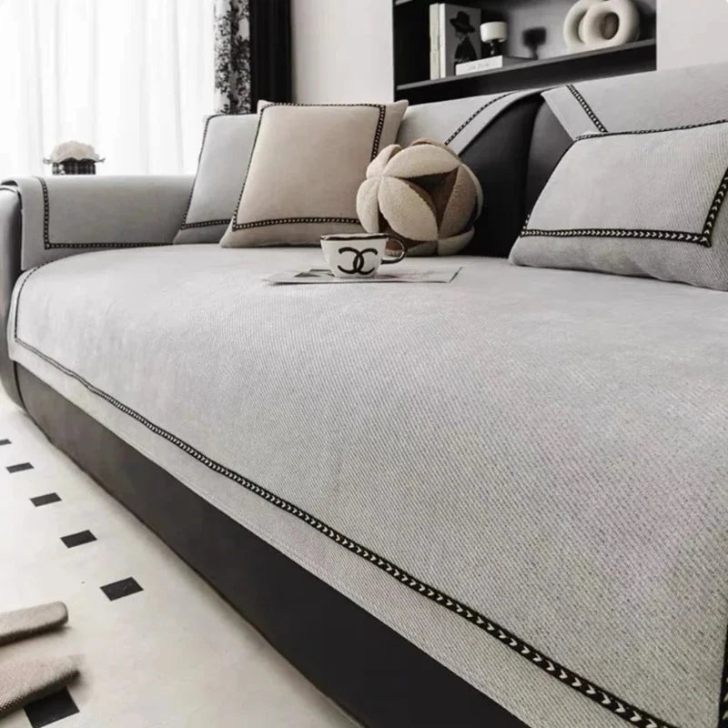 Capa de Sofá Chenille Antiderrapante Pet Friendly para Sala Lenogue Capa de Sofá Chenille Antiderrapante Pet Friendly para Sala Lenogue Conceito Cinza Claro 70 x 70 cm 