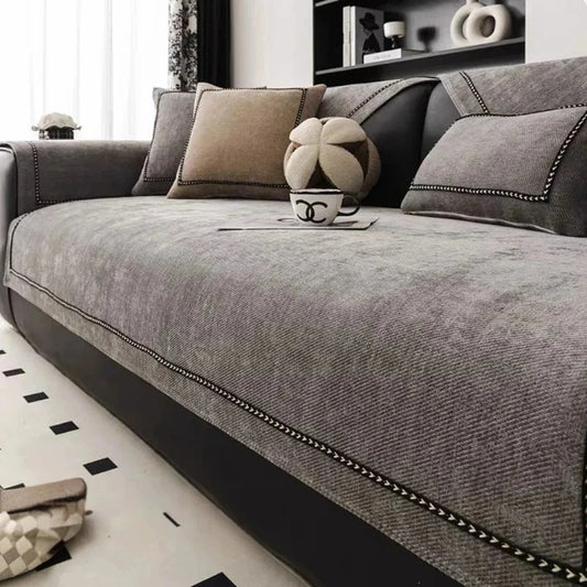 Capa de Sofá Chenille Antiderrapante Pet Friendly para Sala Lenogue Capa de Sofá Chenille Antiderrapante Pet Friendly para Sala Lenogue Conceito Cinza Escuro 70 x 70 cm 