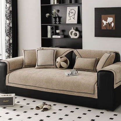 Capa de Sofá Chenille Supreme Caqui – Antiderrapante e Proteção Capa - 0012 Conceito 