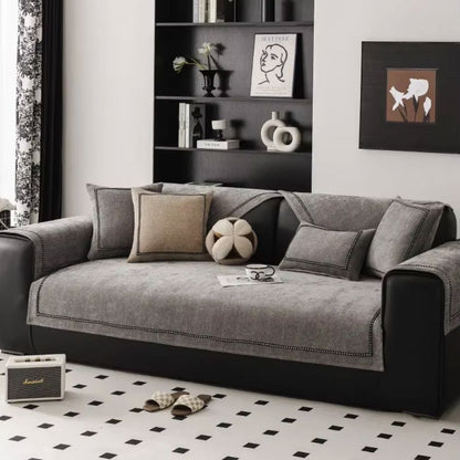 Capa de Sofá Chenille Supreme Dark Gray – Antiderrapante e Proteção Capa - 0010 Conceito 