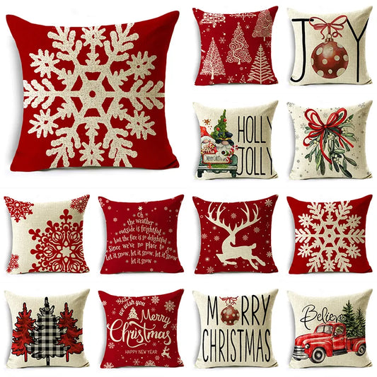Capas de Almofada Natal Linho Algodão Merry Christmas