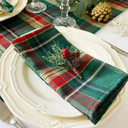 Guardanapos de Tecido Natal Pano de Guardanapo Kit Xadrez Escocês