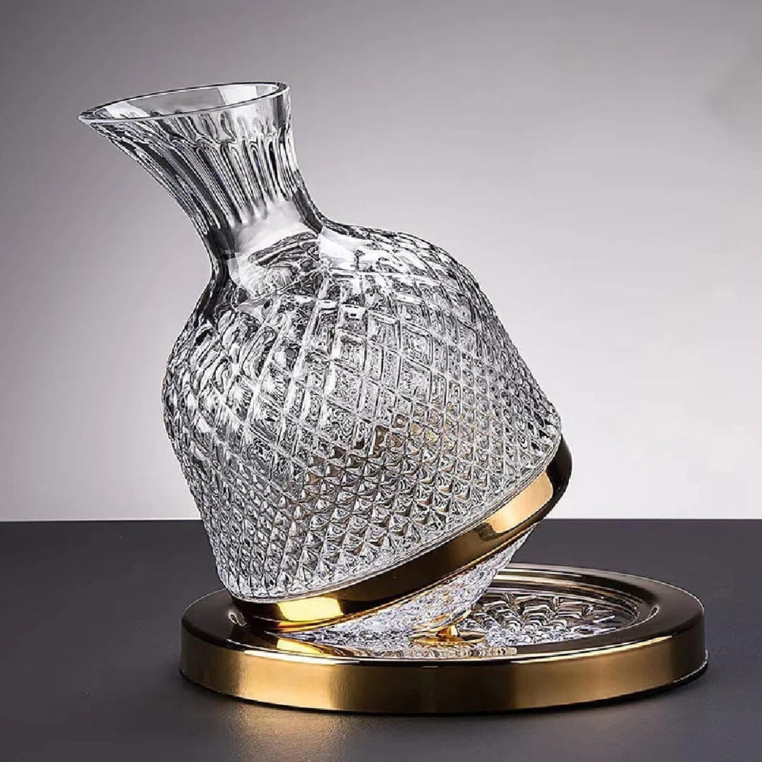 Decantador De Vinho De Rotação De Alto Grau Luxo Vintage UtenCoz - 0008 YuDome Dourado 