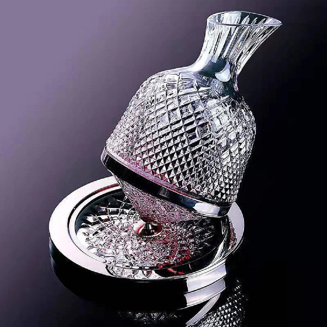 Decantador De Vinho De Rotação De Alto Grau Luxo Vintage UtenCoz - 0008 YuDome Prata 