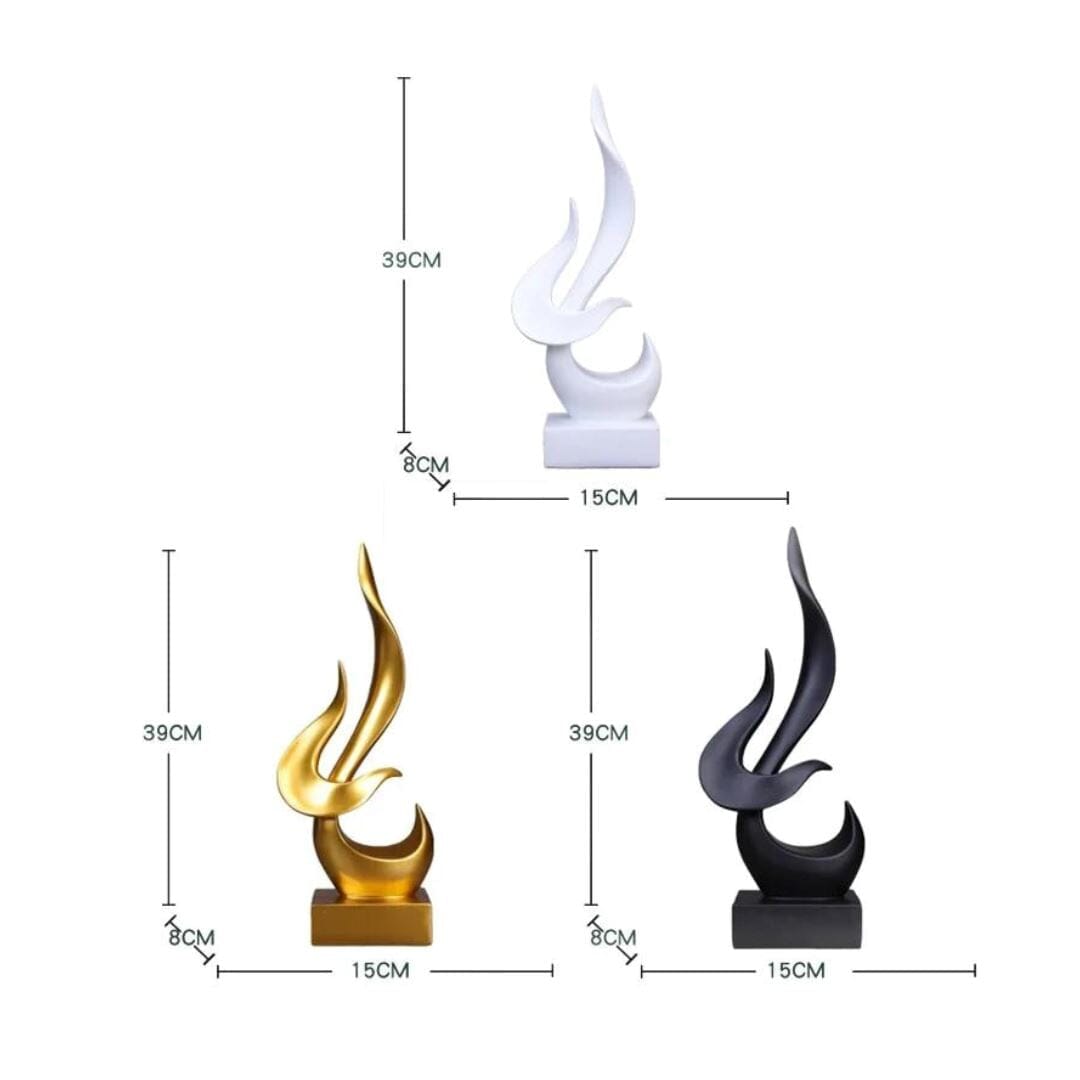 Escultura Abstrata Art Flame Decor Resina - 0076 Conceito 